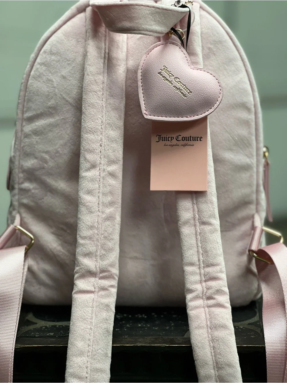 Juicy Couture Light Pink Big Spender Rhinestone Logo Backpack - Picture 2 of 3